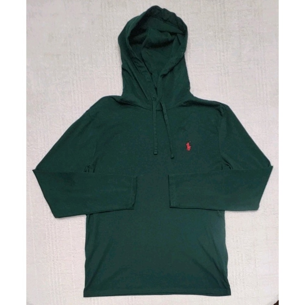 Polo‎ Ralph Lauren Long Sleeved Green 100% Cotton Hoodie T-Shirt Men's Small